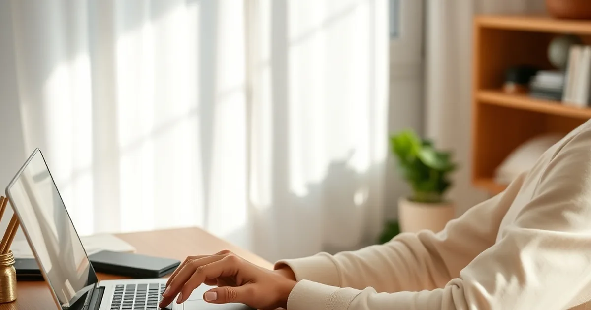 Person plant am Schreibtisch ein monatliches Budget mit Notizblock und Laptop