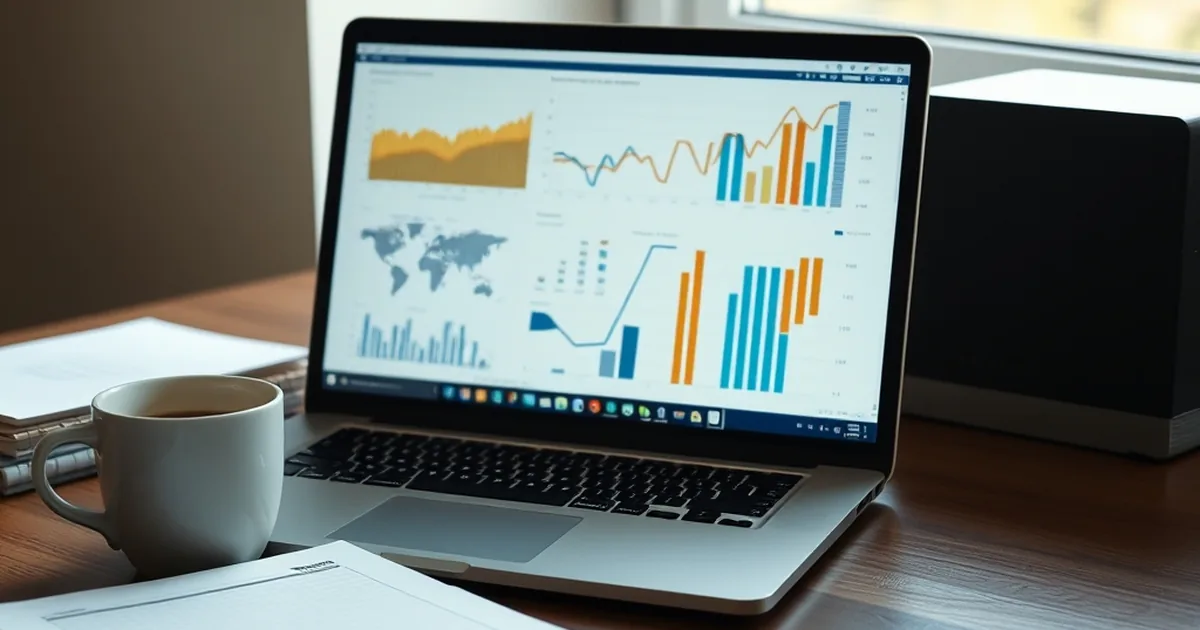 Arbeitsplatz mit Laptop und Notizbuch für die redaktionelle Recherche